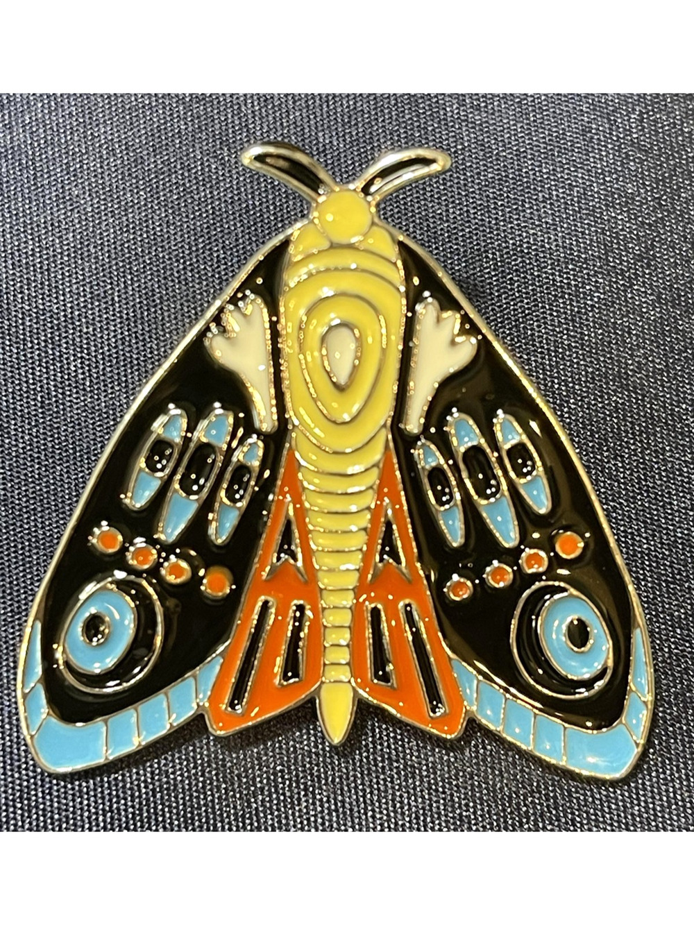 NWOT Multicolor Moth Brooch Lapel Pin Enamel Gold Toned Insect Butterfly